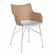 Kartell Q/Wood stoel beuken-Licht hout-Chroom-41,5 cm
