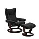 Stressless Wing M Classic relaxfauteuil+hocker-Paloma Black-Bruin