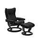 Stressless Wing M Classic relaxfauteuil+hocker-Paloma Black-Grijs