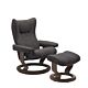 Stressless Wing M Classic relaxfauteuil+hocker-Paloma Rock-Walnoot
