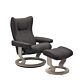Stressless Wing M Classic relaxfauteuil+hocker-Paloma Rock-Whitewash