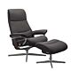 Stressless View M Cross chroom relaxfauteuil+hocker-Wenge-Paloma Rock