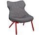 Kartell Foliage stoel-Trevira grijs-Frame rood