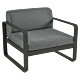 Fermob Bellevie fauteuil met graphite grey zitkussen-Liquorice