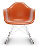Vitra Eames RAR schommelstoel met wit onderstel-Rusty oranje-Esdoorn donker