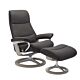 Stressless View M Signature chroom relaxfauteuil+hocker-Paloma Rock-Whitewash