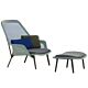 Vitra Slow chair met Ottoman loungestoel-Blauw-groen