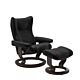 Stressless Wing M Classic relaxfauteuil+hocker-Batick Black-Wenge