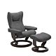 Stressless Wing M Classic relaxfauteuil+hocker-Batick Grey-Wenge