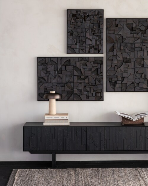 Ethnicraft Bricks muurdecoratie rechthoekig-120x90-Black