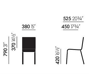 Vitra .03 stoel met poedercoating onderstel zwart niet stapelbaar-Donker groen