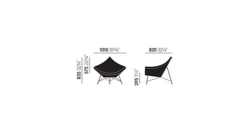 Vitra Coconut fauteuil-Leer / zwart