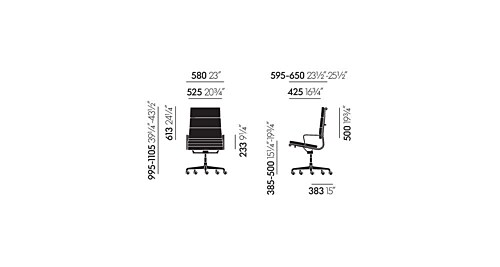 Vitra EA 219 bureaustoel-Leer premium nero
