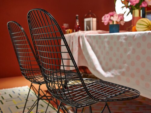 Vitra Eames Wire Chair DKR-2 stoel zwart gepoedercoat onderstel-Hopsak 74