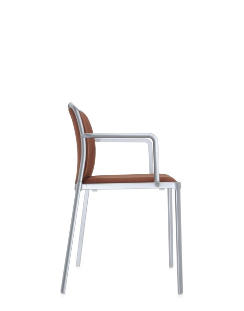 Kartell Audrey Soft aluminium stoel-Bruin-Met armleuning
