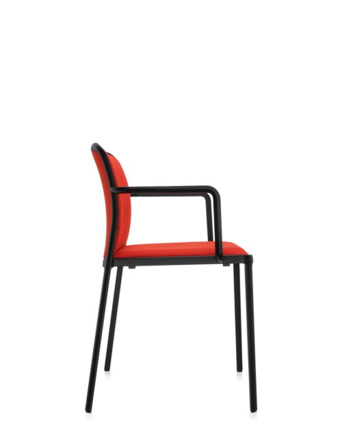 Kartell Audrey Soft zwart stoel-Rood-Met armleuning
