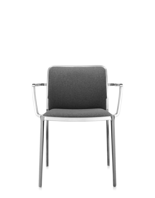 Kartell Audrey Soft aluminium stoel-Grijs-Met armleuning
