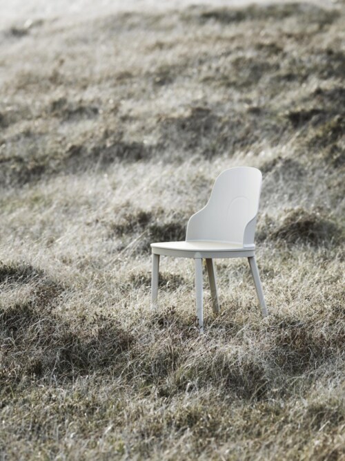 Normann Copenhagen Allez leren stoel eiken onderstel-Warm Grey