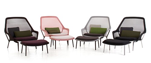 Vitra Slow chair met Ottoman loungestoel-Zwart