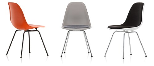 Vitra Eames DSX stoel met zwart gepoedercoat onderstel-Graniet grijs