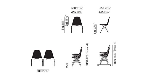 Vitra Eames DSS stapelbare stoel-Basic dark