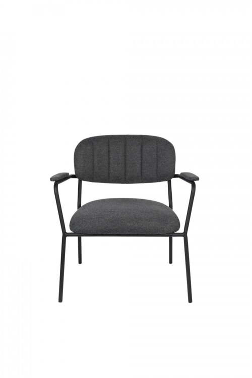 vanHarte fauteuil met armleuning zwart onderstel-Dark grey