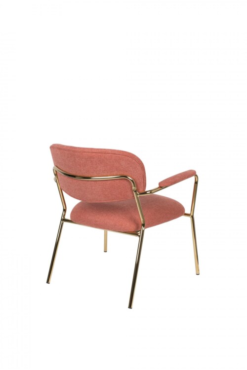 vanHarte Jolien fauteuil met armleuning goud onderstel-Pink