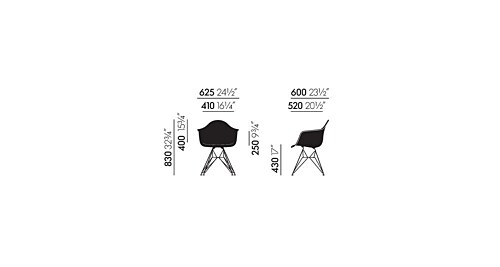 Vitra Eames DAR stoel zwart gepoedercoat onderstel-Pebble