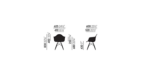 Vitra Eames DAW stoel met zwart esdoorn onderstel-Zwart