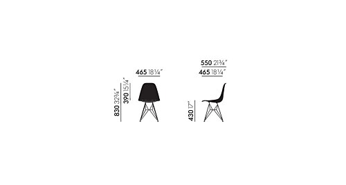 Vitra Eames DSR stoel met zwart gepoedercoat onderstel-Helder grijs