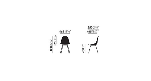 Vitra Eames DSX stoel met zwart gepoedercoat onderstel-Graniet grijs