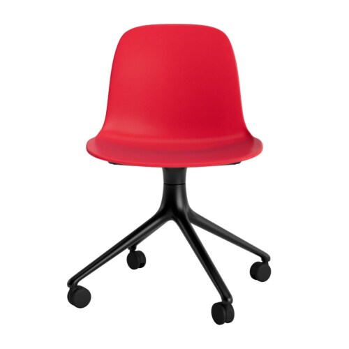 Normann Copenhagen Form Swivel zonder arm bureaustoel zwart onderstel-Bright Red