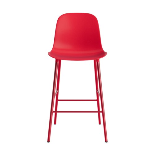 Normann Copenhagen Form Bar Chair barkruk stalen onderstel -Bright Red-Zithoogte 65 cm