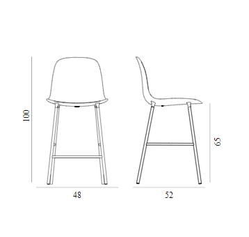 Normann Copenhagen Form Bar Chair barkruk stalen onderstel -Grey-Zithoogte 65 cm