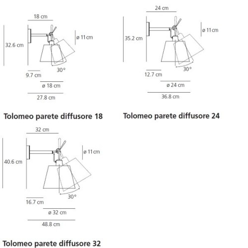 Artemide Tolomeo Parete diffuser wandlamp-Perkament-Kap ∅ 32 cm