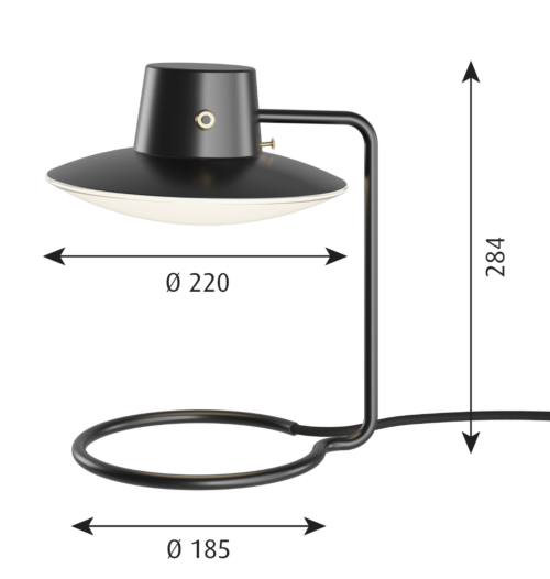 Louis Poulsen AJ Oxford tafellamp-Metaal zwart/ opaal glas-280 mm-Voetplaat