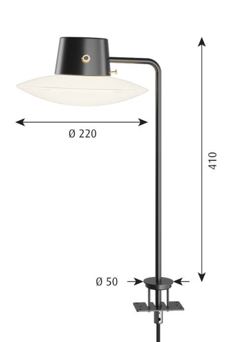 Louis Poulsen AJ Oxford tafellamp-Opaal-410 mm-Pin ø10