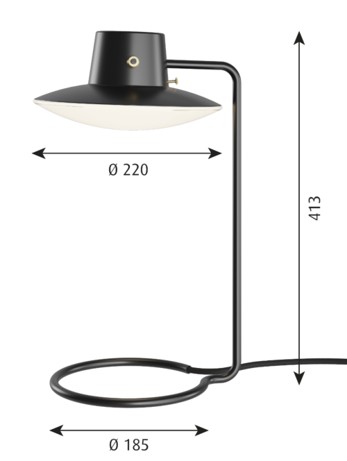 Louis Poulsen AJ Oxford tafellamp-Metaal zwart/ opaal glas-410 mm-Voetplaat