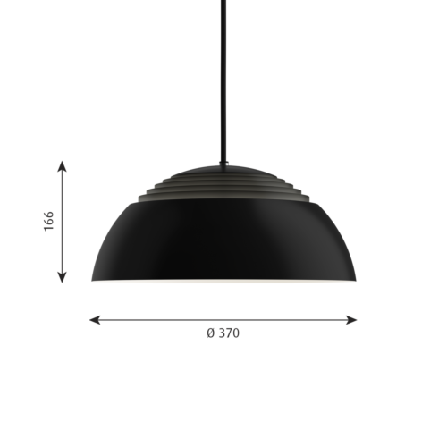 Louis Poulsen AJ Royal zwart LED hanglamp-∅ 37 cm