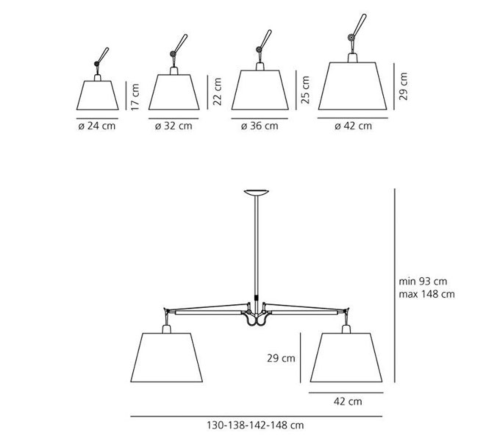 Artemide Tolomeo Basculante hanglamp-Perkament-Kap ∅ 36 cm