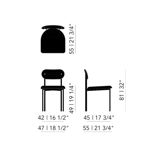 Studio HENK Oblique Chair bekleed zwart frame-Cube Grey 65