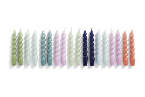 HAY Candle Spiral kaarsen set van 6 Ø2.6-Lilac Mint Midnight Blue