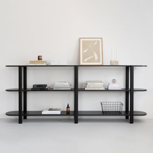Studio HENK Oblique Cabinet OB-5L zwart frame-155 cm (2 frames)-Hardwax oil light