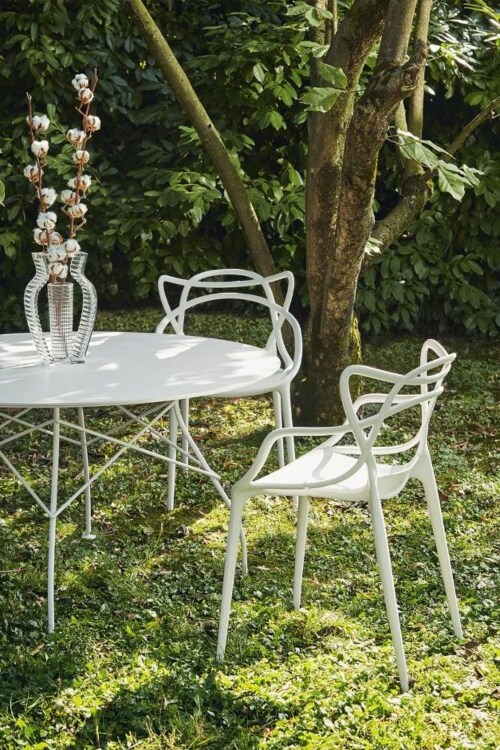 Kartell Glossy Outdoor tafel-Aged Bronze-Zwart-∅ 128 cm