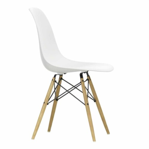 Vitra Eames DSW stoel met esdoorn gelig onderstel-Wit