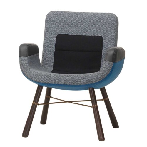 Vitra East River Chair fauteuil met donker eiken onderstel-Blue mix