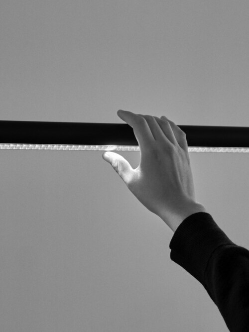HAY Factor Linear Suspension hanglamp-Soft black-Koud licht