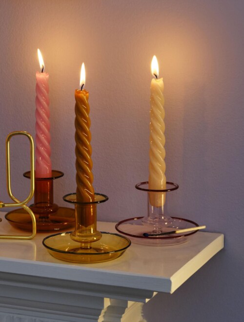 HAY Candle Twist kaarsen set van 6 Ø2.3-Arctic Blue Teal Pink