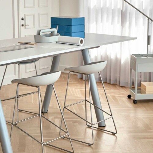 HAY Boa tafel-Grijs linoleum - Metallic grey-420x128x75 cm