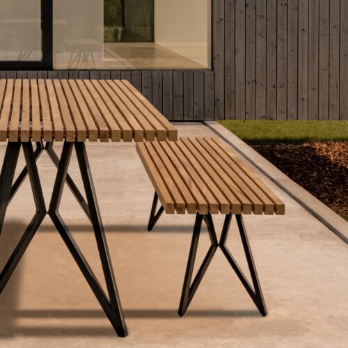 Studio HENK Slim X-type Outdoor tafel Accoya wit frame-160x91 cm